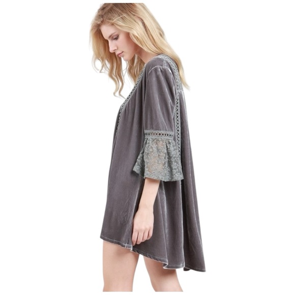POL Boho Velvet Dress / Tunic Gray M - Picture 4 of 16
